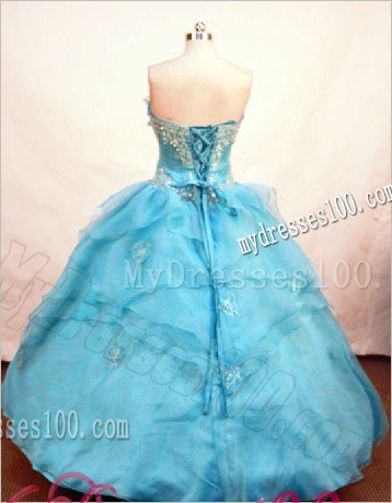 Ruffled and Beaded Appliques Tiers Quinceanera Dresses in Blue